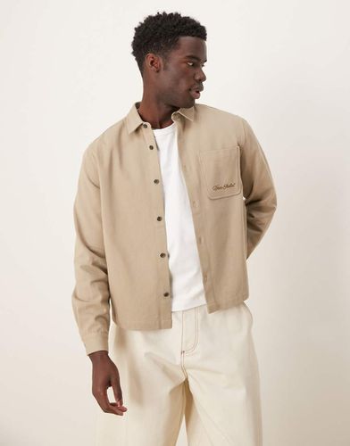 Surchemise oversize avec détails brodés - Beige - Asos Design - Modalova