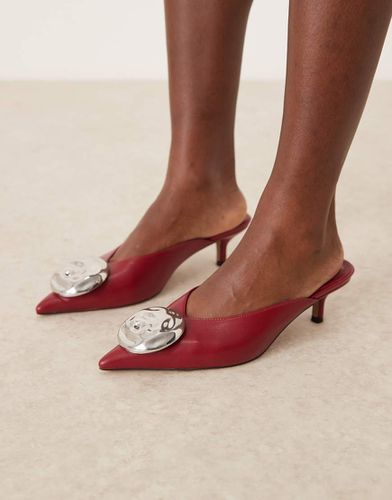 Surprise - Mules à talon mi-haut et détail - Bordeaux - Asos Design - Modalova