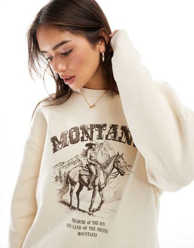 Sweat brossé avec imprimé Montana - Écru - Asos Design - Modalova