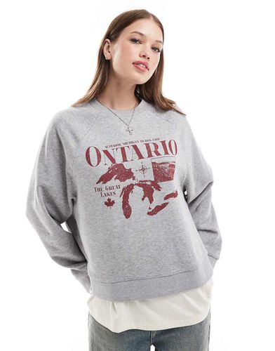 Sweat oversize à manches raglan et motif Ontario - chiné - Asos Design - Modalova