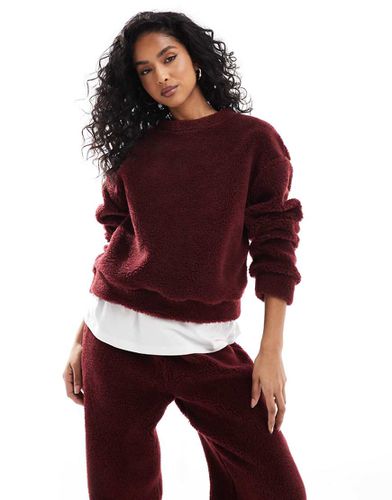 Sweat-shirt oversize d'ensemble imitation peau de mouton - Bordeaux - Asos Design - Modalova