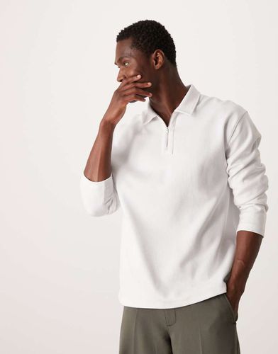 Polo décontracté en maille interlock de qualité supérieure 300 g/m² à manches longues et col zippé - Asos Design - Modalova