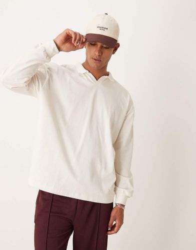 Polo oversize avec col à revers et manches longues - Crème - Asos Design - Modalova