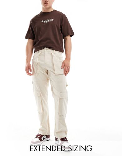 Pantalon cargo baggy en tissu ripstop avec passant style charpentier - Écru - Asos Design - Modalova
