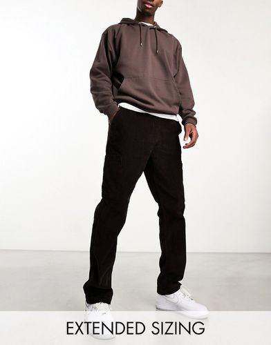 Pantalon cargo droit en velours côtelé avec taille élastique - Marron - Asos Design - Modalova