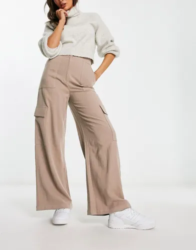 Pantalon cargo en lin - Taupe - Asos Design - Modalova