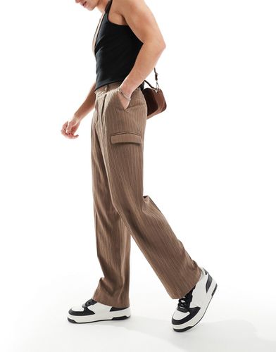 Pantalon cargo large élégant en tissu texturé - Marron - Asos Design - Modalova