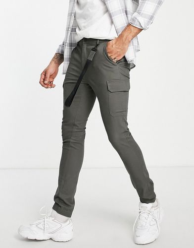 Pantalon cargo ultra skinny à bande - Kaki - Asos Design - Modalova