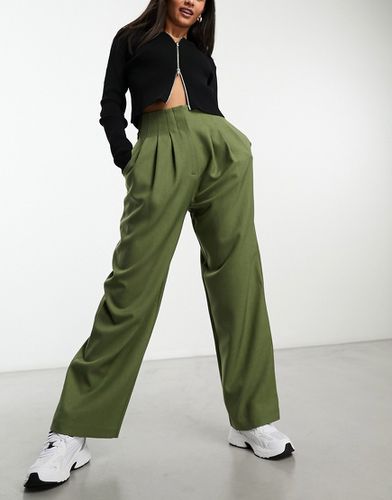 Pantalon à taille haute avec coutures visibles - Olive - Asos Design - Modalova