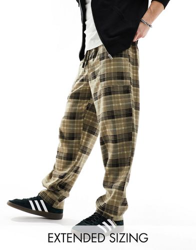 Pantalon à carreaux à enfiler avec poche - Marron - Asos Design - Modalova