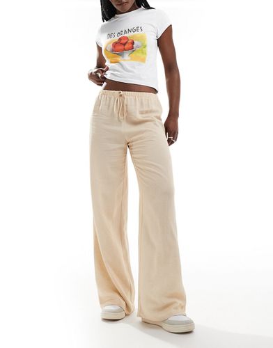 Pantalon ample à enfiler en lin mélangé - Grège - Asos Design - Modalova