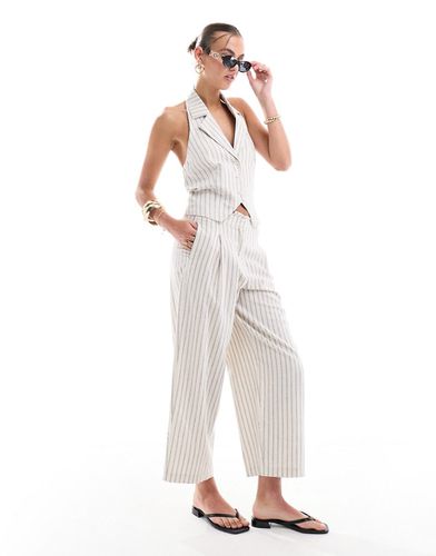 Pantalon ample en lin à rayures et ourlet effiloché - Asos Design - Modalova