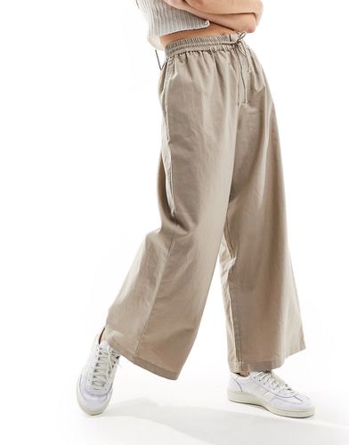 Pantalon ample facile à enfiler en lin mélangé - Taupe - Asos Design - Modalova