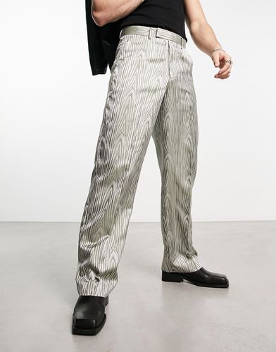 Pantalon ample habillé à motif en jacquard - Sauge - Asos Design - Modalova
