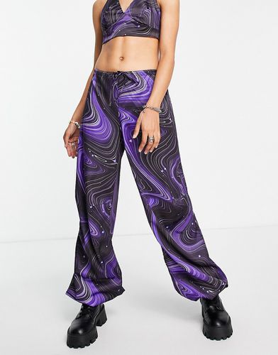 Pantalon bouffant d'ensemble en satin avec imprimé marbré - Asos Design - Modalova