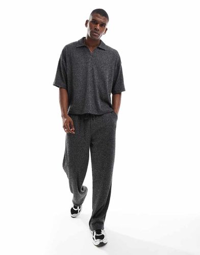 Pantalon baggy d'ensemble épais de qualité supérieure en maille côtelée brossée - Anthracite - Asos Design - Modalova