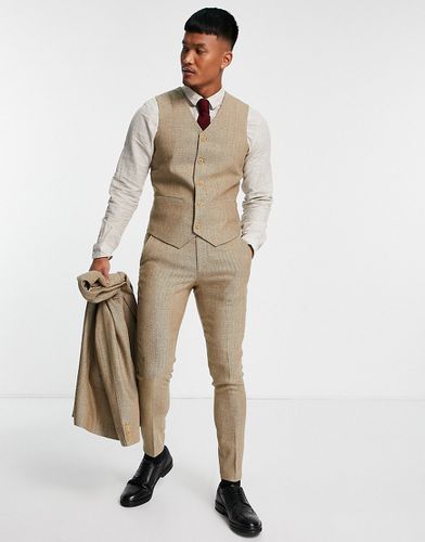 Pantalon de costume ultra ajusté à chevrons en laine mélangée - Taupe - Asos Design - Modalova