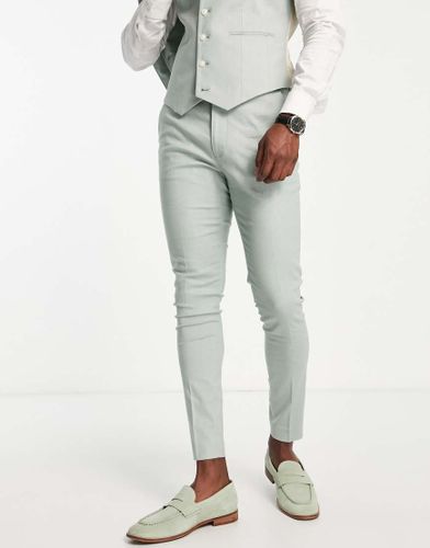 Pantalon de costume ultra skinny en lin mélangé - sauge - Asos Design - Modalova