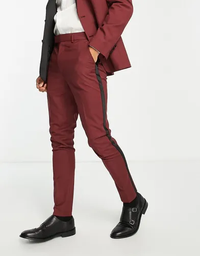 Pantalon de costume ajusté style smoking - Bordeaux - Asos Design - Modalova