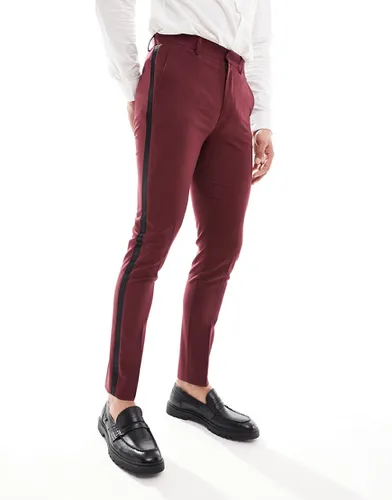 Pantalon de costume ajusté style smoking - Bordeaux - Asos Design - Modalova