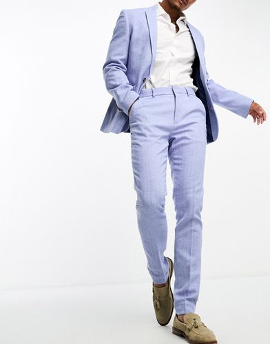 Pantalon de costume coupe skinny en laine mélangée à chevrons - pastel - Asos Design - Modalova