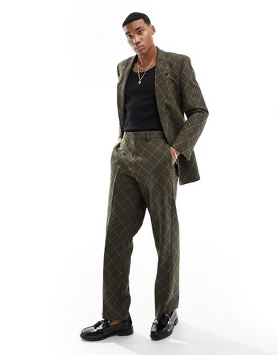 Pantalon de costume coupe slim à carreaux en biais - Marron - Asos Design - Modalova