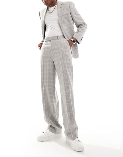 Pantalon de costume large à carreaux ton sur ton - Asos Design - Modalova