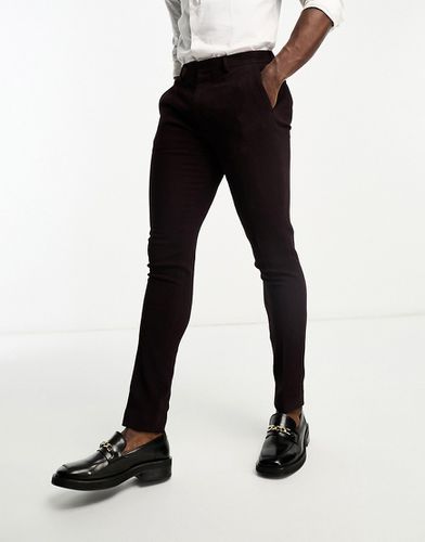 Pantalon de costume skinny en laine mélangée à chevrons - Bordeaux - Asos Design - Modalova