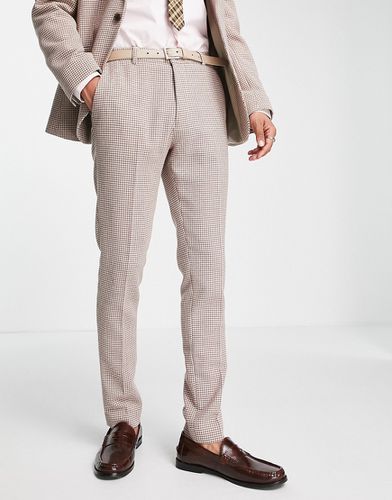 Pantalon de costume skinny en laine mélangée à motif pied-de-poule - Taupe - Asos Design - Modalova