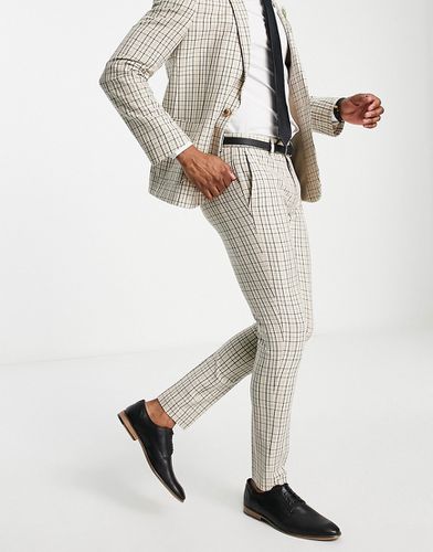 Pantalon de costume slim à petits carreaux - Taupe et beige - Asos Design - Modalova