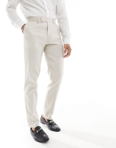 Pantalon de costume slim en lin - Taupe - Asos Design - Modalova