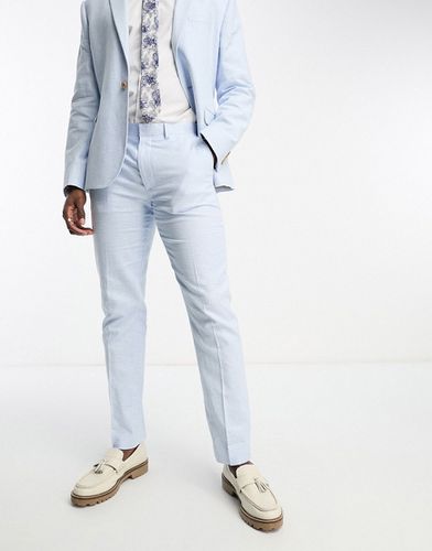 Pantalon de costume slim en lin à motif pied-de-poule - Asos Design - Modalova
