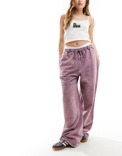 Pantalon de jogging avec taille à cordon de serrage et coutures visibles - délavé - Asos Design - Modalova