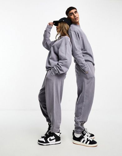 Pantalon de jogging oversize d'ensemble avec broderie - Anthracite délavé - Asos Design - Modalova
