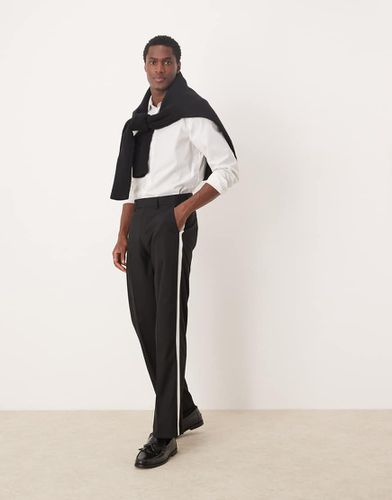 Pantalon de smoking droit habillé avec bande latérale - Noir et blanc - Asos Design - Modalova