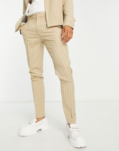 Pantalon d'ensemble ajusté habillé à motif quadrillé - Taupe - Asos Design - Modalova