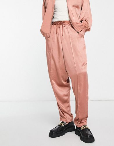 Pantalon d'ensemble habillé coupe ultra large en satin - Rouille - Asos Design - Modalova