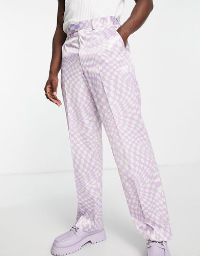 Pantalon d'ensemble large élégant à motif damier - et lilas - Asos Design - Modalova