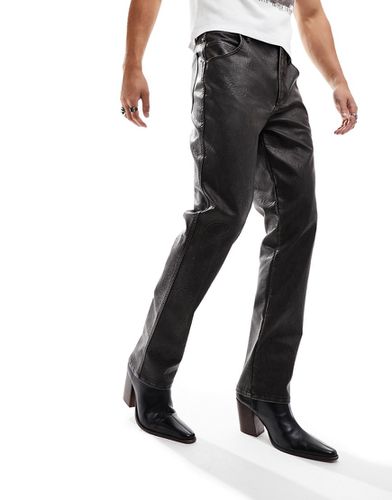 Pantalon droit en similicuir - Marron délavé - Asos Design - Modalova