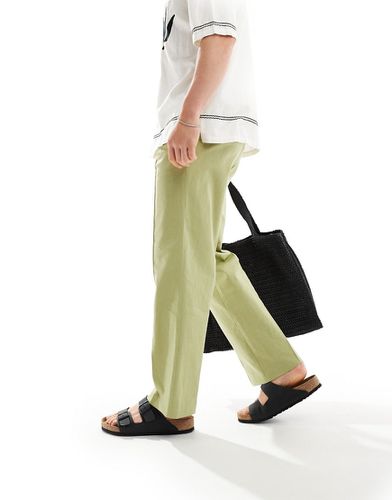 Pantalon droit élégant en lin mélangé - sauge - Asos Design - Modalova