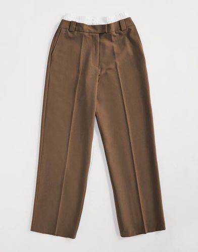 Pantalon droit habillé avec taille double - Sable - Asos Design - Modalova