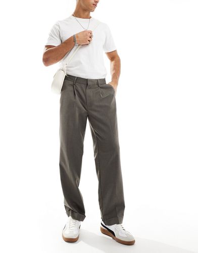 Pantalon droit habillé microtexturé - Marron - Asos Design - Modalova