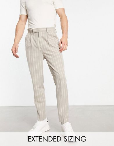 Pantalon élégant coupe fuselée à fines rayures - Taupe - Asos Design - Modalova