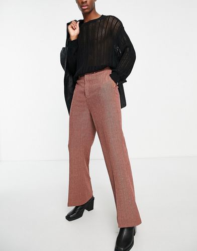 Pantalon élégant évasé en laine mélangée à chevrons - Rouille - Asos Design - Modalova
