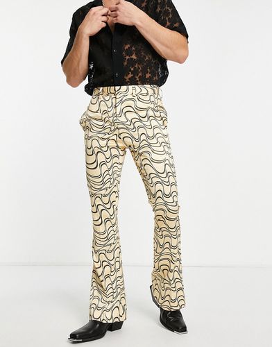 Pantalon évasé habillé en satin coupe skinny à imprimé tortillons - Asos Design - Modalova