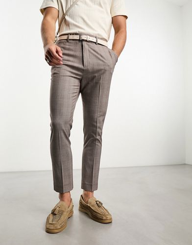 Pantalon fuselé élégant à carreaux Prince de Galles - Taupe - Asos Design - Modalova