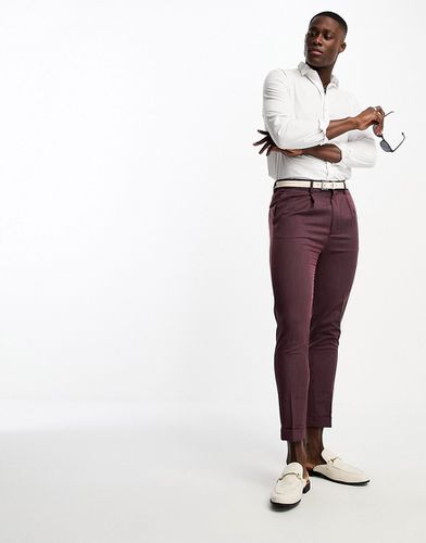 Pantalon fuselé élégant texturé à revers - Bordeaux - Asos Design - Modalova