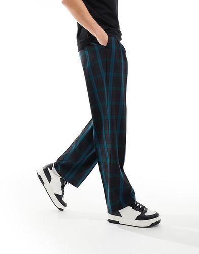 Pantalon habillé ample à carreaux avec taille haute - foncé - Asos Design - Modalova
