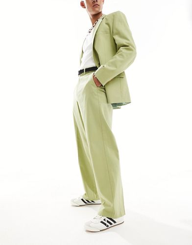 Pantalon habillé ample en lin mélangé -  sauge - Asos Design - Modalova