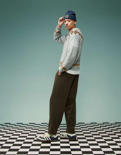 Pantalon habillé coupe oversize fuselée en sergé de laine mélangée avec plis à l'avant - Asos Design - Modalova